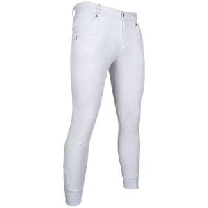 TS - HKM San Lorenzo Mens Knee Patch Riding Breeches, White - ReRide Consignment 