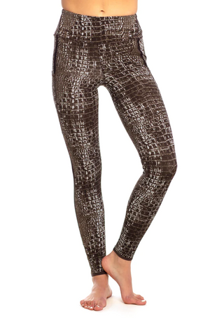 Goode Rider Perfect Sport Full Seat Tights, Chocolate Croc - ReRide Consignment 