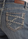 Rock & Roll Denim Ivory Embroidery Bootcut Riding Jean, Medium Vintage Wash - ReRide Consignment 