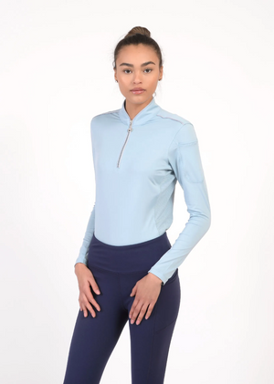 Chestnut Bay Performance Rider Skycool Long Sleeve Quarter Zip Top, Silverblue - ReRide Consignment 